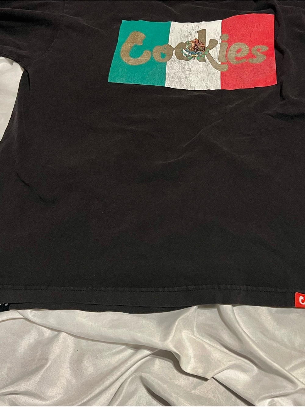 Cookies Black Tee with Tricolor Logo Men’s L